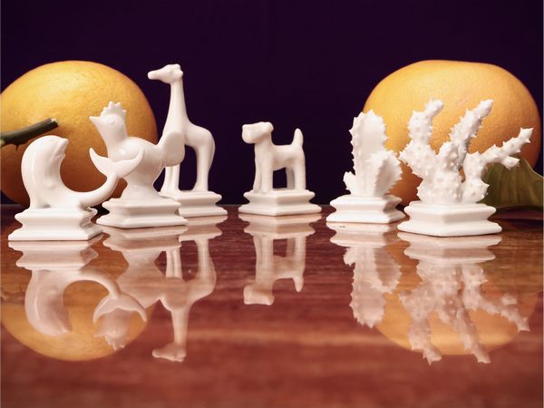 Serie di sei segnaposto in porcellana Ginori per Capodimonte  - Asta La casa moderna - Associazione Nazionale - Case d'Asta italiane