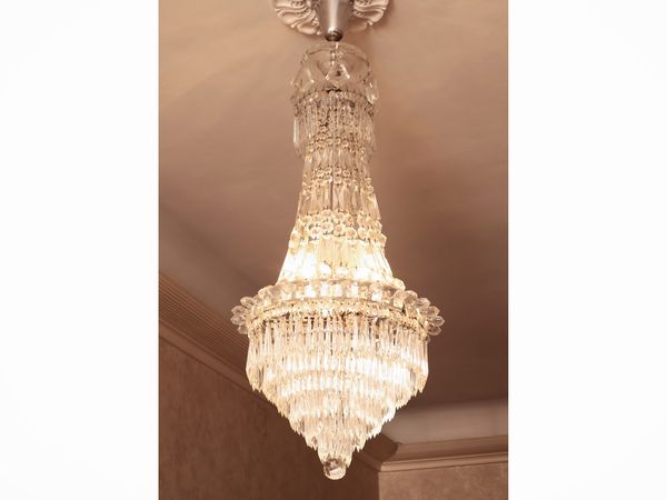 Lampadario a paniere in cristallo  - Asta La casa moderna - Associazione Nazionale - Case d'Asta italiane