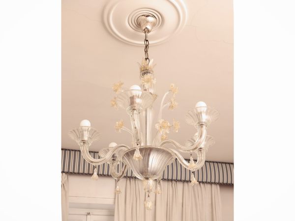 Lampadario in vetro incolore  - Asta La casa moderna - Associazione Nazionale - Case d'Asta italiane