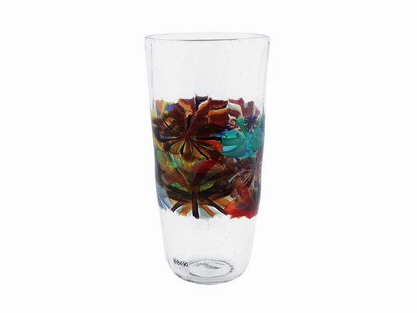 Vaso in cristallo Fratelli Toso (attribuito) nello stile di Pollio Perelda  - Asta La casa moderna - Associazione Nazionale - Case d'Asta italiane