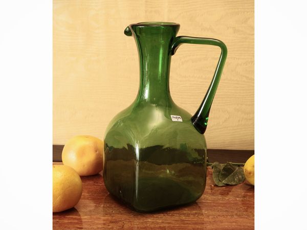 Grande caraffa in vetro verde di Empoli  - Asta La casa moderna - Associazione Nazionale - Case d'Asta italiane