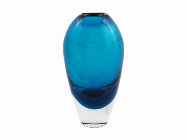 Vaso in vetro sommerso blu e trasparente  - Asta La casa moderna - Associazione Nazionale - Case d'Asta italiane