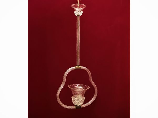 Piccolo lampadario in vetro soffiato rostrato  - Asta La casa moderna - Associazione Nazionale - Case d'Asta italiane