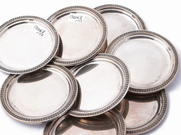 Serie di dodici sottobicchieri in argento, Greggio Rino Padova  - Asta La casa moderna - Associazione Nazionale - Case d'Asta italiane