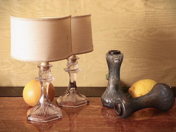 Coppia di candelieri in cristallo molato  - Asta La casa moderna - Associazione Nazionale - Case d'Asta italiane