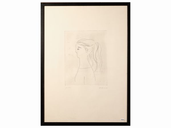 Antonio Bueno : Profilo femminile  - Asta La casa moderna - Associazione Nazionale - Case d'Asta italiane