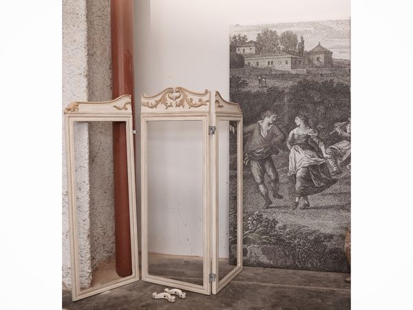 Paravento in legno intagliato, dorato e laccato bianco  - Asta La casa moderna - Associazione Nazionale - Case d'Asta italiane