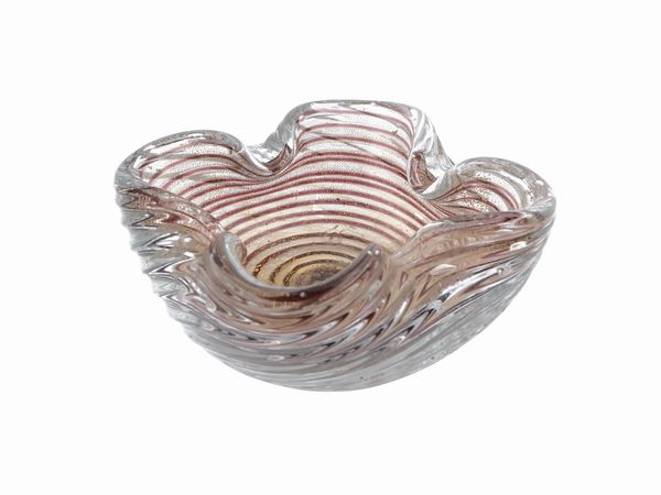 Coppa quadrilobata Barovier &Toso della serie  Zebrati  - Asta La casa moderna - Associazione Nazionale - Case d'Asta italiane