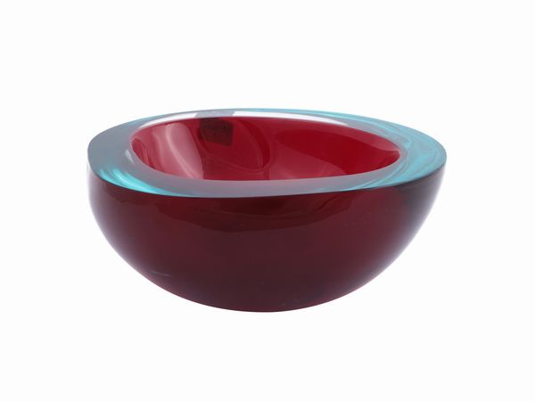 Coppa Seguso Vetri d'Arte in vetro sommerso rosso e blu  - Asta La casa moderna - Associazione Nazionale - Case d'Asta italiane