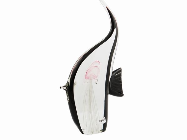 Pesce in vetro sommerso trasparente e nero  - Asta La casa moderna - Associazione Nazionale - Case d'Asta italiane