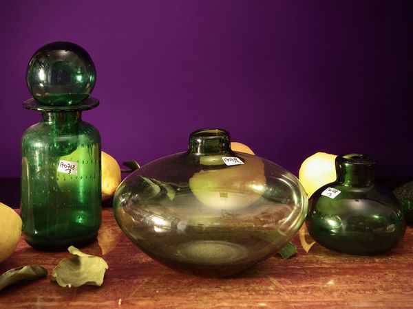 Assortimento di accessori in vetro verde di Empoli  - Asta La casa moderna - Associazione Nazionale - Case d'Asta italiane