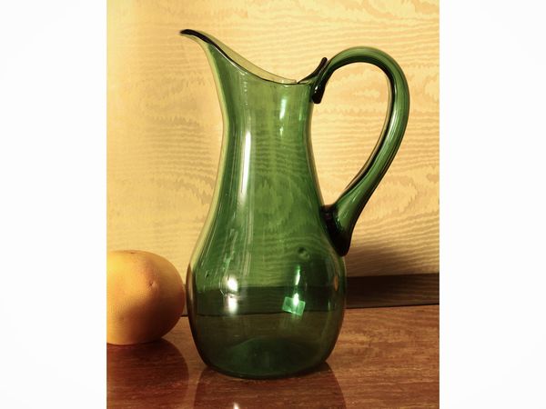 Grande brocca in vetro verde di Empoli  - Asta La casa moderna - Associazione Nazionale - Case d'Asta italiane