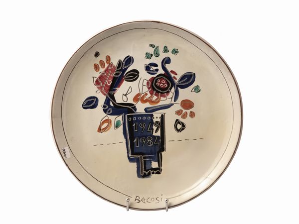 Piatto da parata in ceramica smaltata, Manlio Bacosi  - Asta La casa moderna - Associazione Nazionale - Case d'Asta italiane