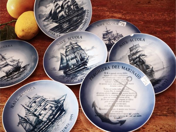 Sei piatti in porcellana, serie Navi d'Italia, Bing & Grondahl  - Asta La casa moderna - Associazione Nazionale - Case d'Asta italiane
