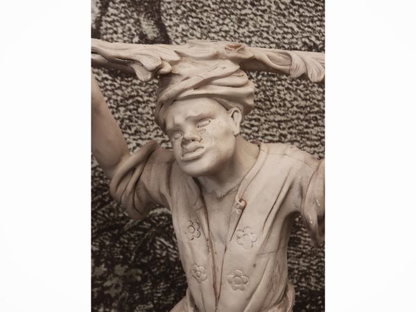 Coppia di mori in legno intagliato e laccato bianco  - Asta La casa moderna - Associazione Nazionale - Case d'Asta italiane