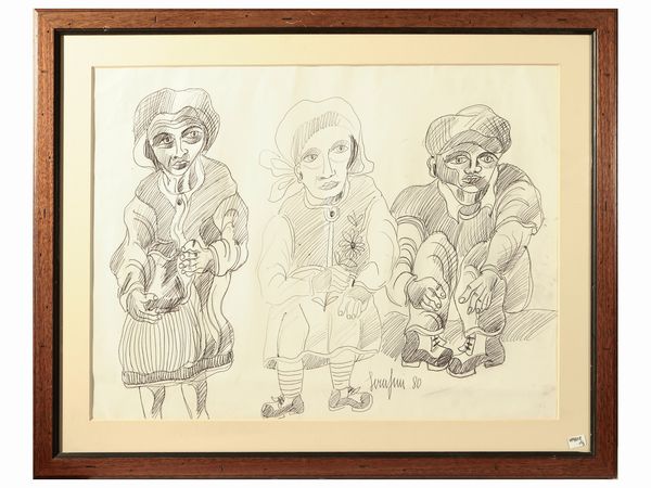 Lotto di disegni: Enzo Faraoni e Giuseppe Serafini  - Asta La casa moderna - Associazione Nazionale - Case d'Asta italiane