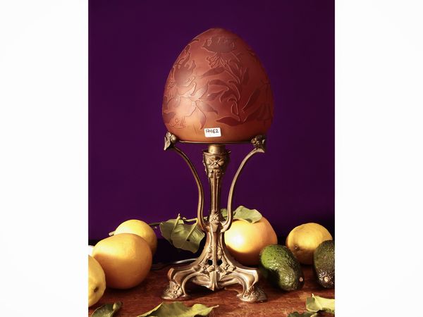 Émile Gallé : Lampada in vetro doppio a cammeo  - Asta La casa moderna - Associazione Nazionale - Case d'Asta italiane