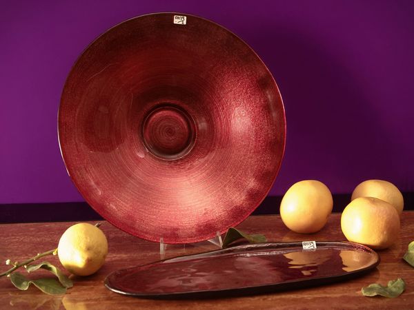 Due centrotavola in vetro rosso  - Asta La casa moderna - Associazione Nazionale - Case d'Asta italiane