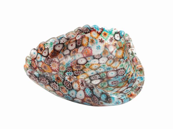 Coppa di forma triangolare in vetro, Fratelli Toso  - Asta La casa moderna - Associazione Nazionale - Case d'Asta italiane