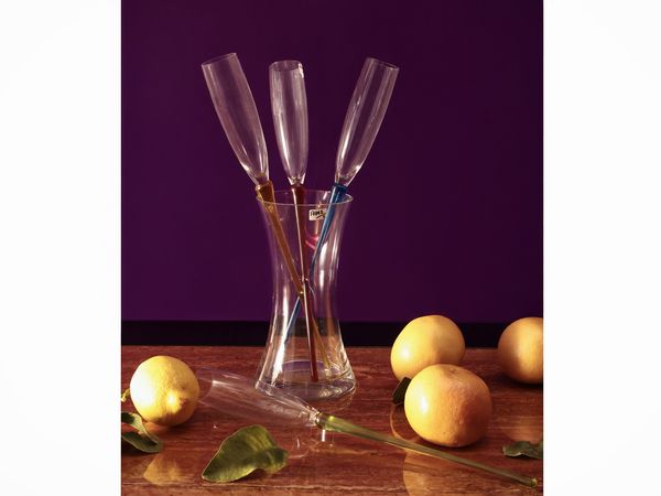 Serie di quattro flute a tulipano in vetro, La Murrina  - Asta La casa moderna - Associazione Nazionale - Case d'Asta italiane