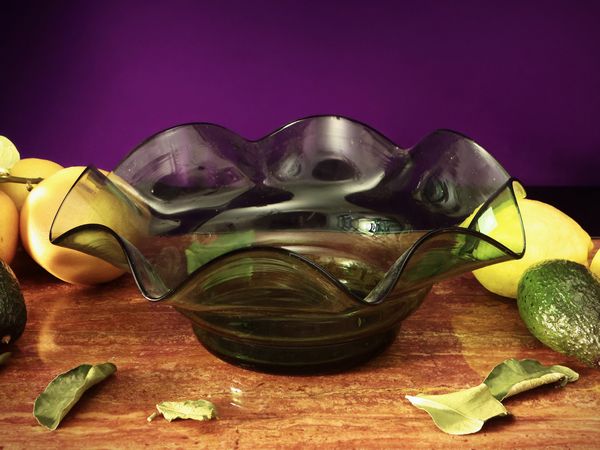 Fruttiera in vetro verde di Empoli  - Asta La casa moderna - Associazione Nazionale - Case d'Asta italiane