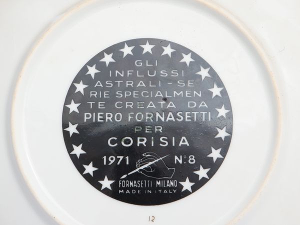 Piero Fornasetti : Gli influssi astrali, Serie speciale per Corisia, 1966 e seguenti  - Asta La casa moderna - Associazione Nazionale - Case d'Asta italiane