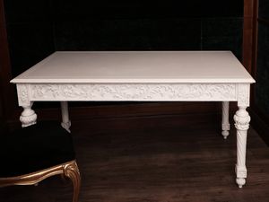 Tavolo da pranzo in legno intagliato e laccato bianco  - Asta La casa moderna - Associazione Nazionale - Case d'Asta italiane