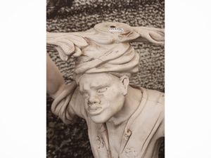 Coppia di mori in legno intagliato e laccato bianco  - Asta La casa moderna - Associazione Nazionale - Case d'Asta italiane