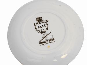 Piero Fornasetti : Set di otto sottobicchieri in ceramica, serie Pranzo alle Otto  - Asta La casa moderna - Associazione Nazionale - Case d'Asta italiane