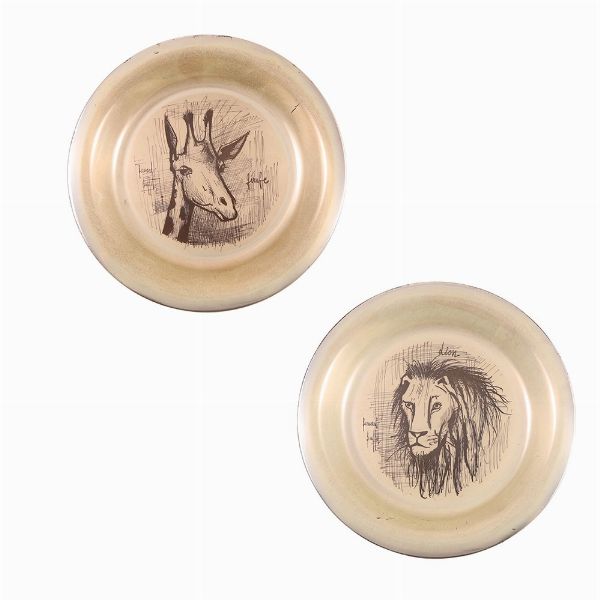 COPPIA DI PIATTI DA COLLEZIONE, LE MDAILLIER, PARIS PER BERNARD BUFFET (1928 - 1999)  - Asta Gioielli importanti e argenti  - Associazione Nazionale - Case d'Asta italiane