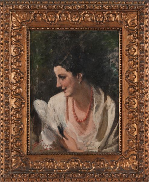 Francesco De Gregorio : Figura femminile con ventaglio  - Asta Dipinti del XIX-XX Secolo - Associazione Nazionale - Case d'Asta italiane