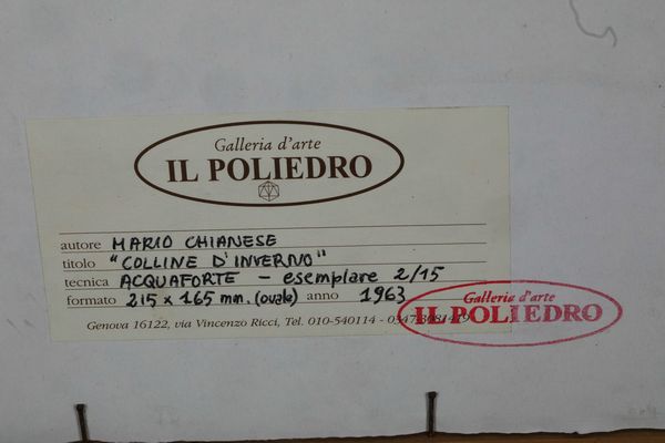 Mario Chianese : Colline D'Inverno, 1963  - Asta Dipinti del XIX-XX Secolo - Associazione Nazionale - Case d'Asta italiane