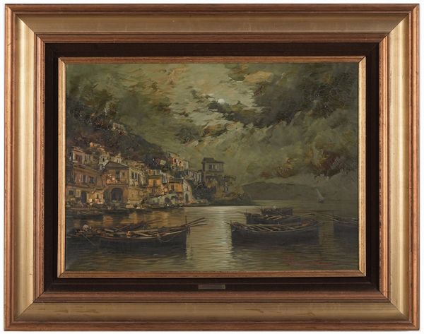 Riccardo Colucci : Coppia di vedute marine notturne  - Asta Dipinti del XIX-XX Secolo - Associazione Nazionale - Case d'Asta italiane