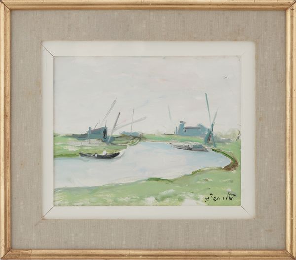 Renzo Zanutto : Paesaggio fluviale  - Asta Dipinti del XIX-XX Secolo - Associazione Nazionale - Case d'Asta italiane