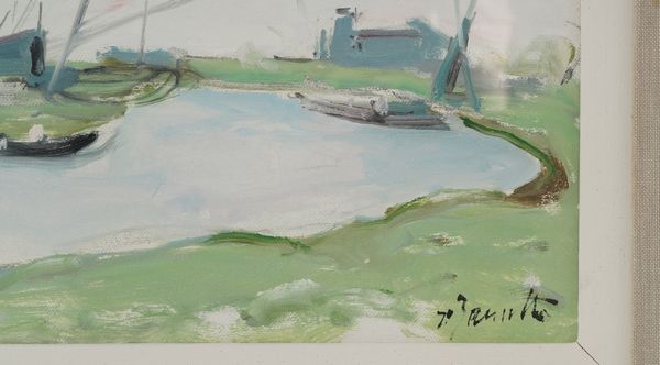 Renzo Zanutto : Paesaggio fluviale  - Asta Dipinti del XIX-XX Secolo - Associazione Nazionale - Case d'Asta italiane