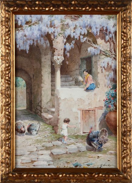 G. De Luca Cortile a Ravello  - Asta Dipinti del XIX-XX Secolo - Associazione Nazionale - Case d'Asta italiane