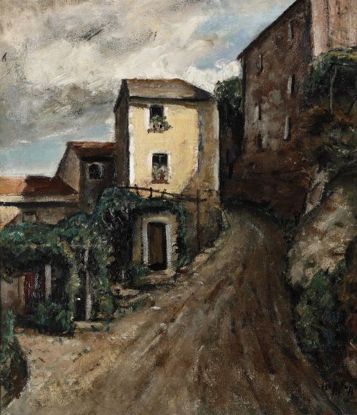 Eso Peluzzi : La strada  - Asta Dipinti del XIX-XX Secolo - Associazione Nazionale - Case d'Asta italiane