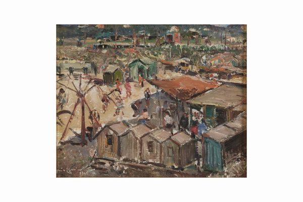 Guido Casciaro : Stabilimento Balneare,  1946  - Asta Dipinti del XIX-XX Secolo - Associazione Nazionale - Case d'Asta italiane