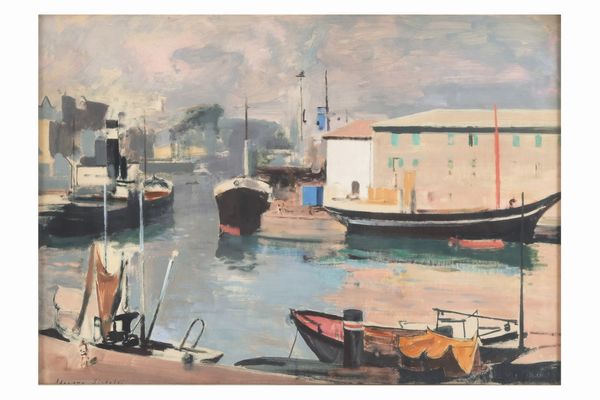 Adriano Scibaldi : Porto di Savona  - Asta Dipinti del XIX-XX Secolo - Associazione Nazionale - Case d'Asta italiane