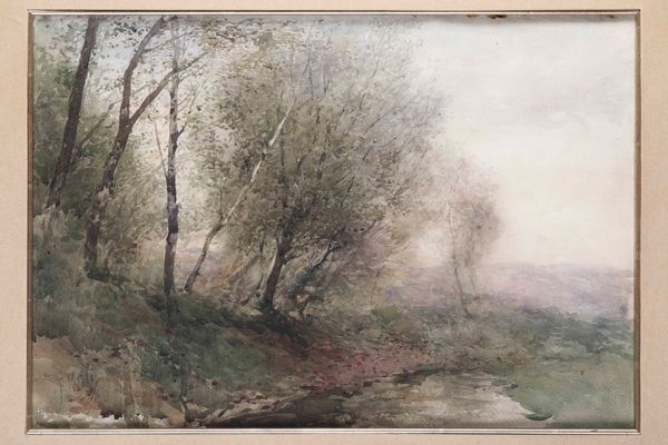 FILIBERTO PETITI : Paesaggio lacustre  - Asta Dipinti del XIX-XX Secolo - Associazione Nazionale - Case d'Asta italiane