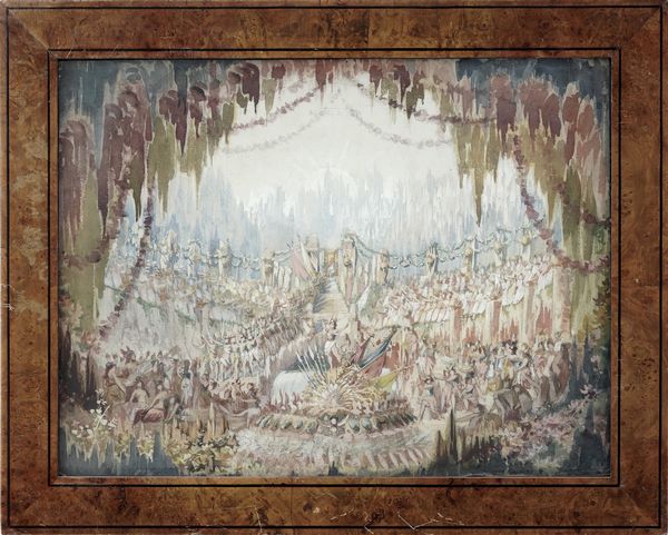 Angelo Parravicini : Scenografia riferibile al Ballo Excelsior  - Asta Dipinti del XIX-XX Secolo - Associazione Nazionale - Case d'Asta italiane