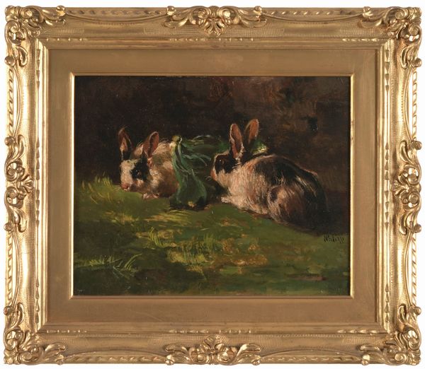 Nicola Palizzi : Conigli  - Asta Dipinti del XIX-XX Secolo - Associazione Nazionale - Case d'Asta italiane
