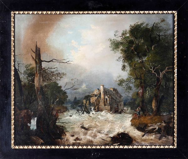 Anonimo del XIX-XX secolo Inondazione  - Asta Dipinti del XIX-XX Secolo - Associazione Nazionale - Case d'Asta italiane