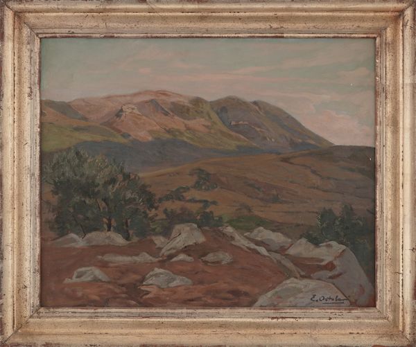 Enrico Ortolani : Veduta di Anticoli Corrado  - Asta Dipinti del XIX-XX Secolo - Associazione Nazionale - Case d'Asta italiane