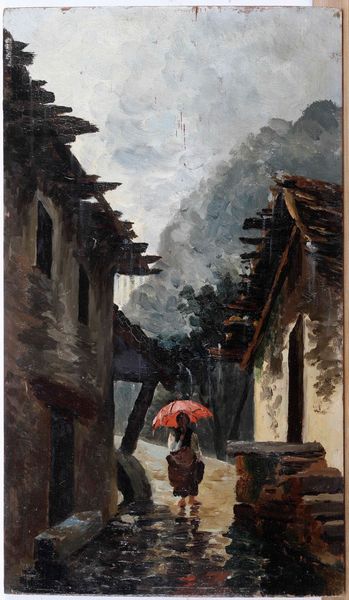Vittorio Nattino : Giornata di pioggia  - Asta Dipinti del XIX-XX Secolo - Associazione Nazionale - Case d'Asta italiane