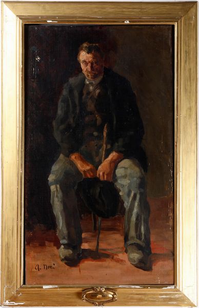 Arturo Noci : Uomo seduto con cappello in mano  - Asta Dipinti del XIX-XX Secolo - Associazione Nazionale - Case d'Asta italiane