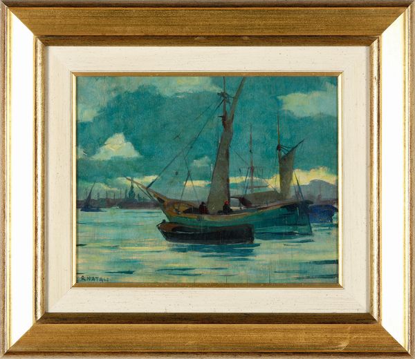 Renato Natali : Paesaggio con barca a vela  - Asta Dipinti del XIX-XX Secolo - Associazione Nazionale - Case d'Asta italiane