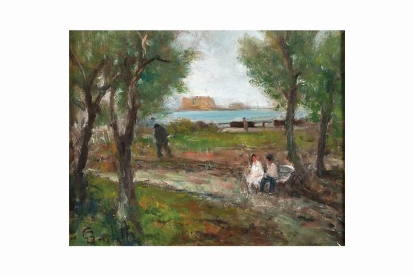 Gaetano Bocchetti : Paesaggio  - Asta Dipinti del XIX-XX Secolo - Associazione Nazionale - Case d'Asta italiane