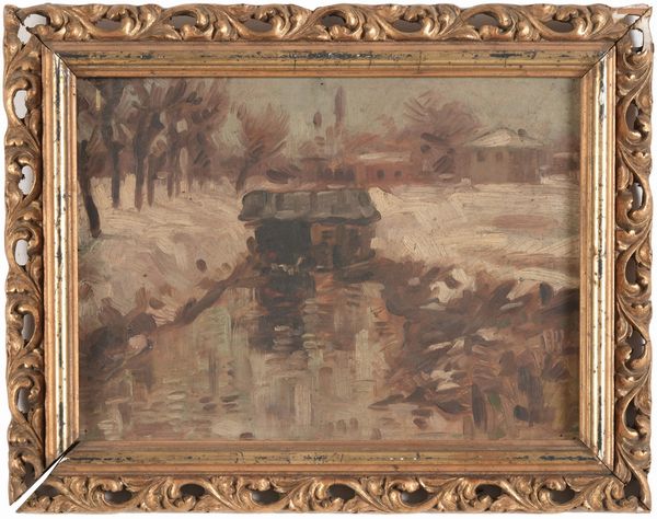 Pittore del XIX-XX secolo Paesaggio con cascina  - Asta Dipinti del XIX-XX Secolo - Associazione Nazionale - Case d'Asta italiane