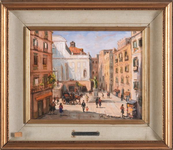 Renato Sassone Corsi Veduta cittadina  - Asta Dipinti del XIX-XX Secolo - Associazione Nazionale - Case d'Asta italiane